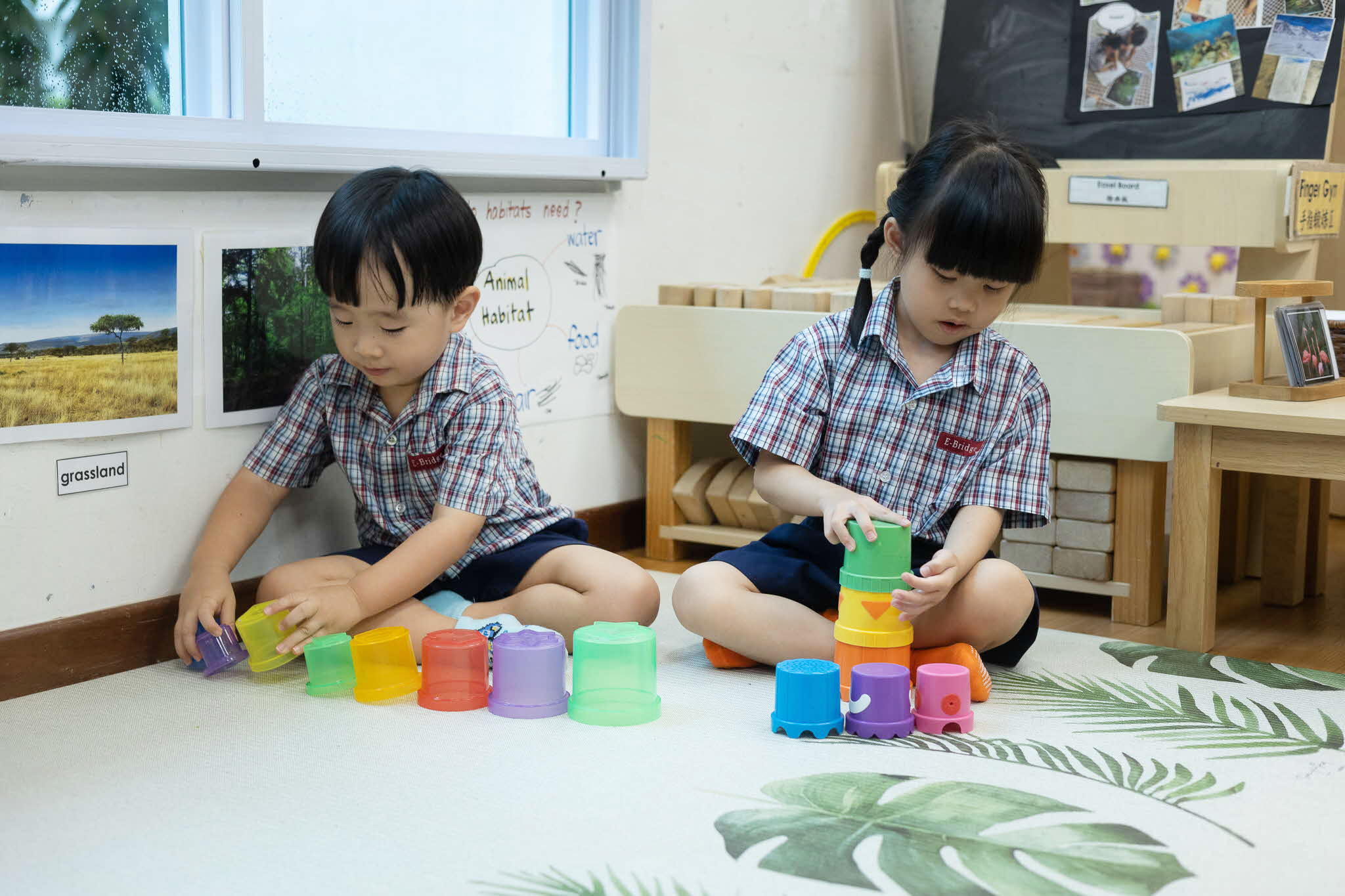 children ordering cups according to size